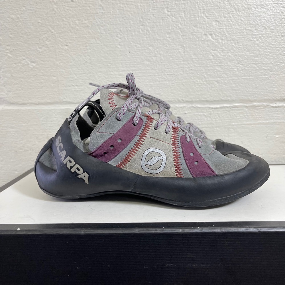 Scarpa Helix Climbing Shoes Pewter Plum Suede Lace Up Women's EU 37.5/US 6.5